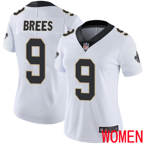 New Orleans Saints Limited White Women Drew Brees Road Jersey NFL Football #9 Vapor Untouchable Jersey